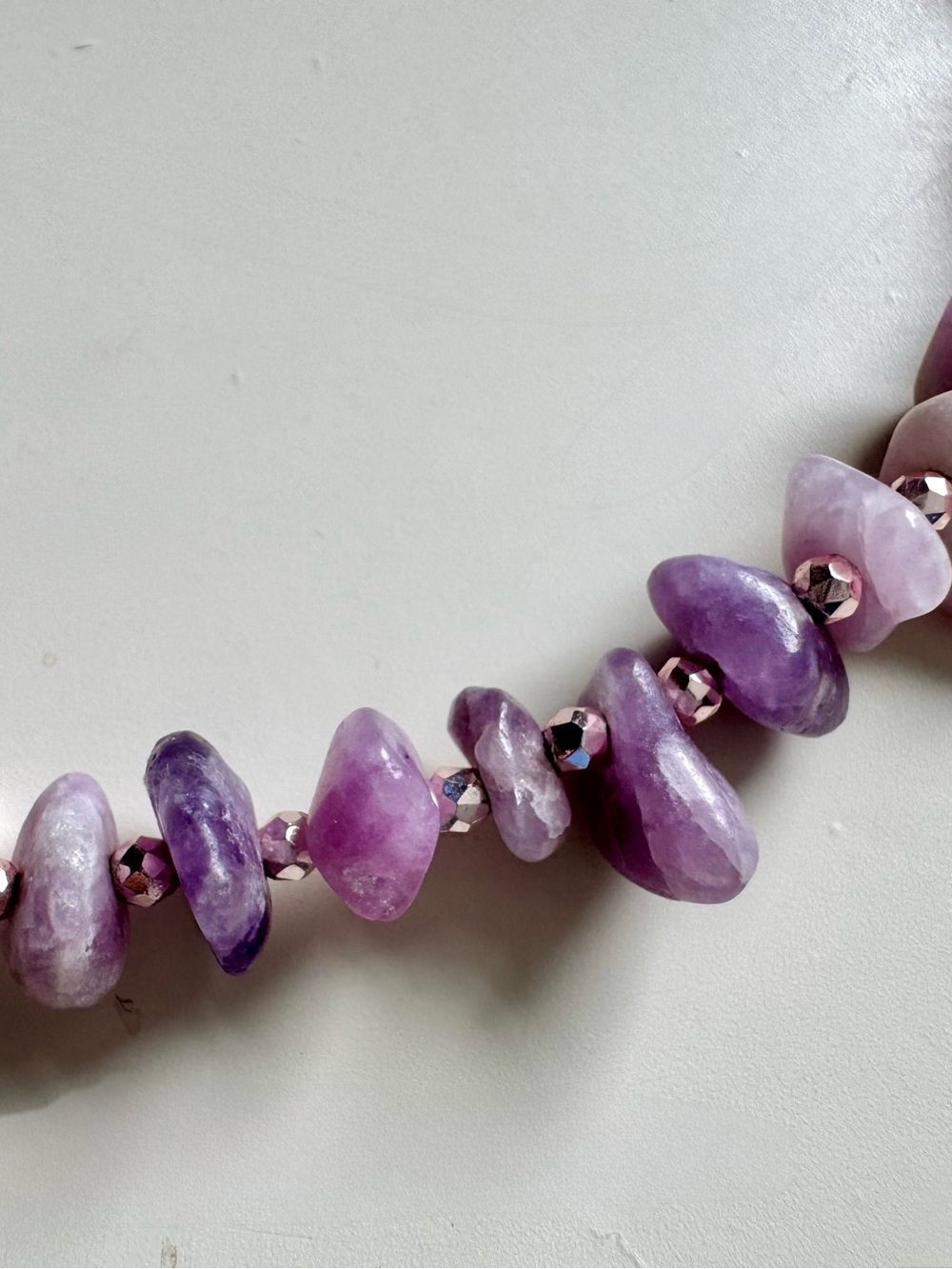 Lavender Tanzanite Chip Choker Style Necklace w/Rose Gold Accents